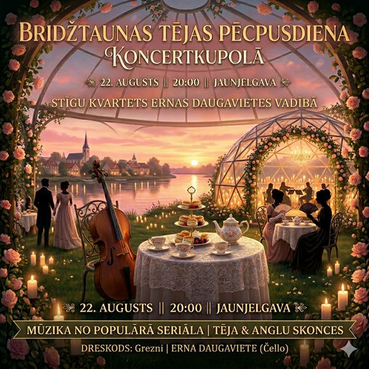 22.aug 20:00 Bridžtaunas tējas vakars Erna Daugaviete | Stīgu kvartets